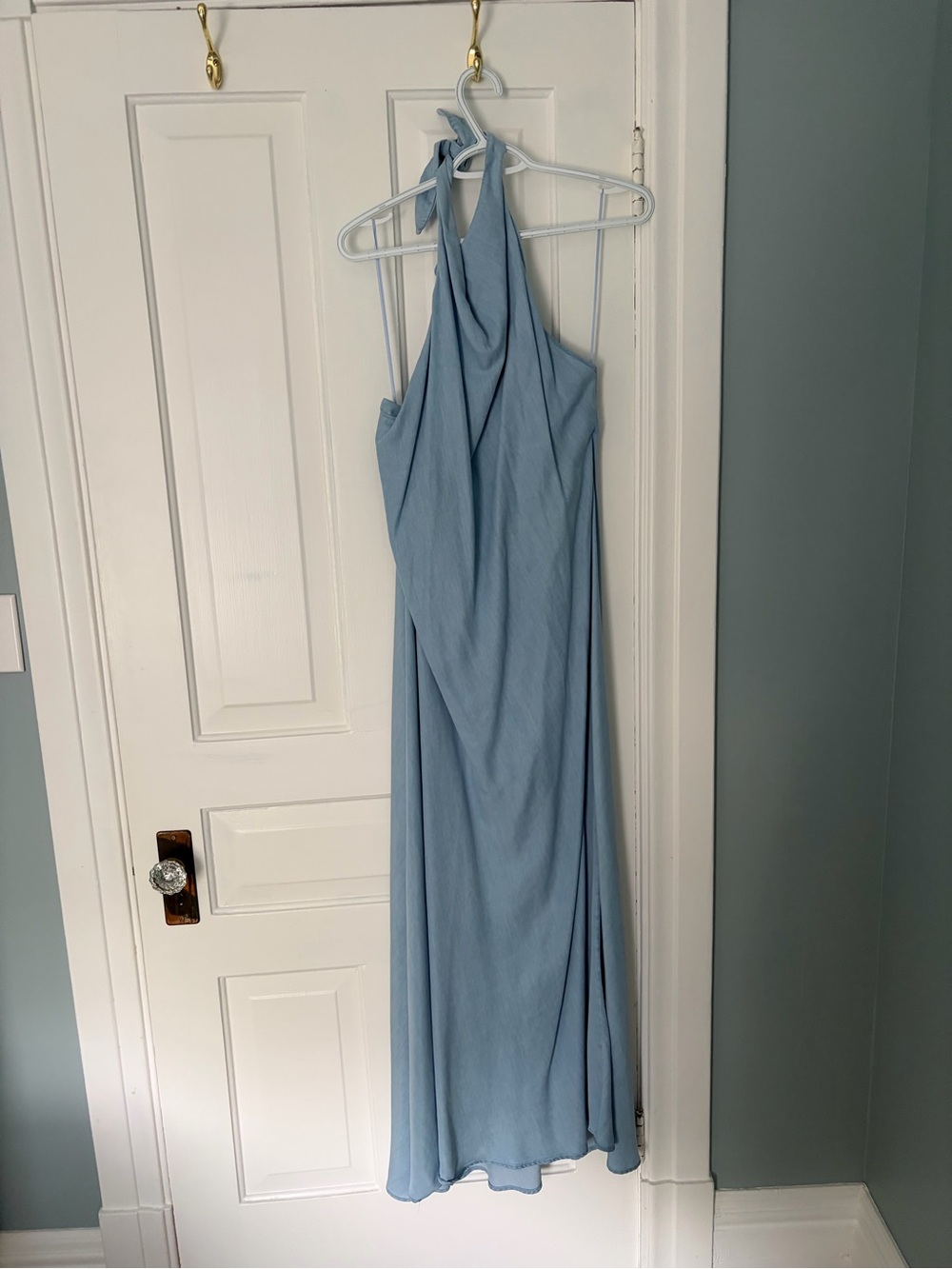 Zara Light Blue Halter Maxi Dress